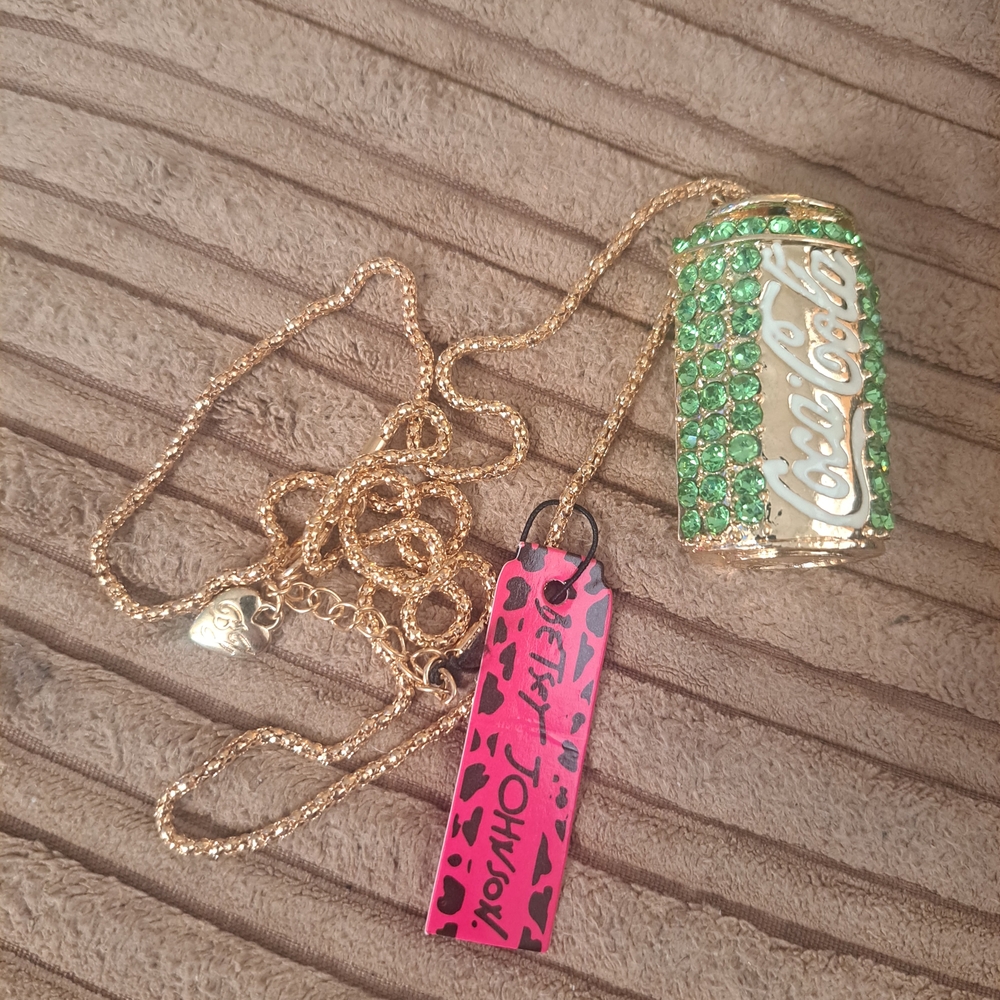 Betsey Johnson Gold and Green Can Necklace